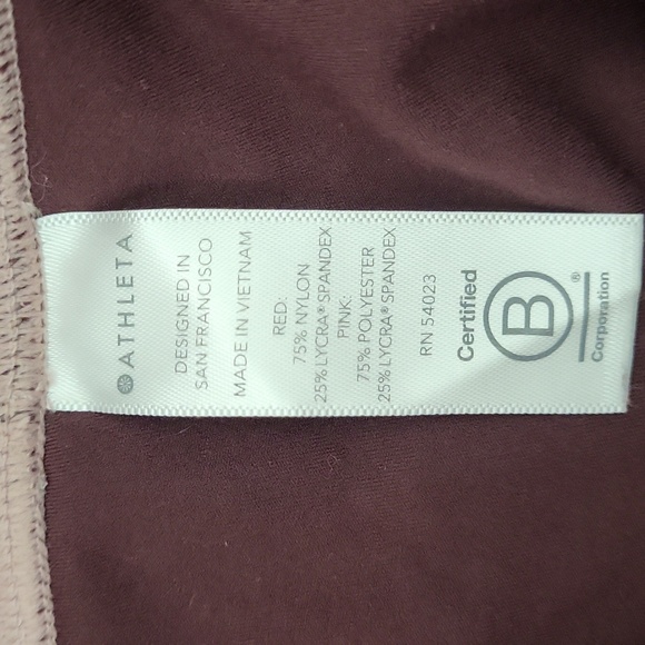 🛍Athleta Womens S Chroma 7/8 Tight Burgundy Pink Color Block Leggings Active‎ - Picture 5 of 7